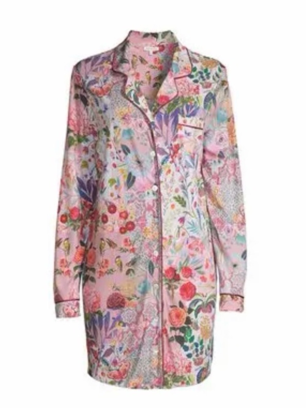 JOHNNY WAS Filomena Long Sleeve Floral Patchwork Cotton/Modal Nightgown- Large